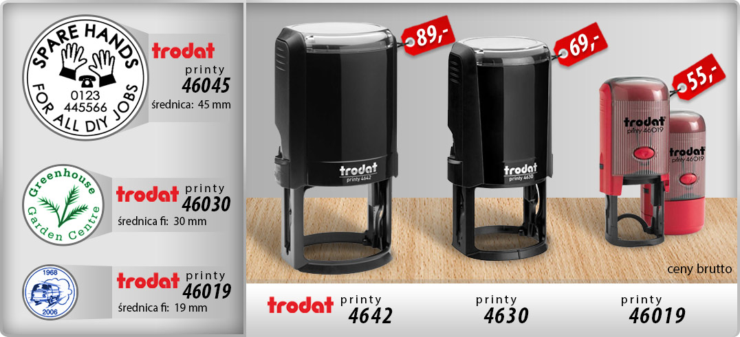 Trodat-4642-4630-46019 pieczątki okrągłe Trodat 4642 4630 i 46019